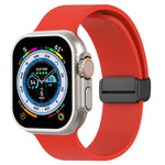 Magnetic Black Buckle Smooth Silicone Watch Band, For Apple Watch Ultra 49mm, For Apple Watch Series 8&7 45mm, For Apple Watch Series 8&7 41mm