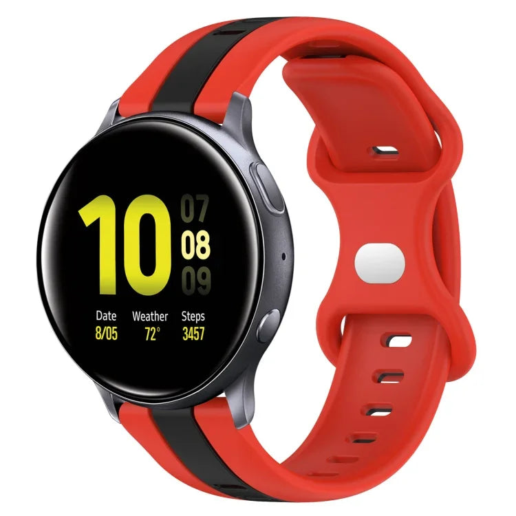20mm Butterfly Buckle Two-Color Silicone Watch Band, For Samsung Galaxy Watch Active 2 44mm, For Samsung Galaxy Watch 42mm