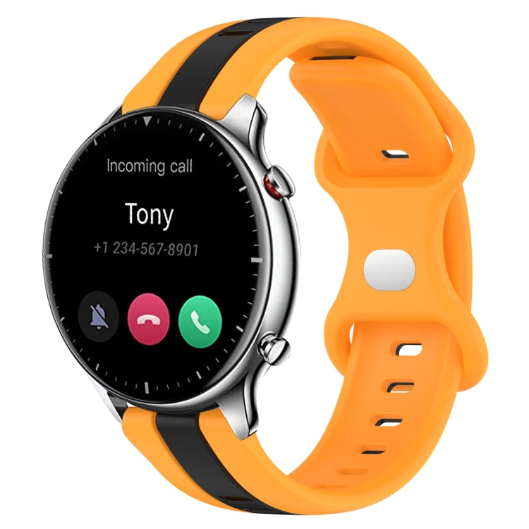 22mm Butterfly Buckle Two-Color Silicone Watch Band, For Amazfit GTR 2, For Amazfit 3, For Amazfit GTR 47mm