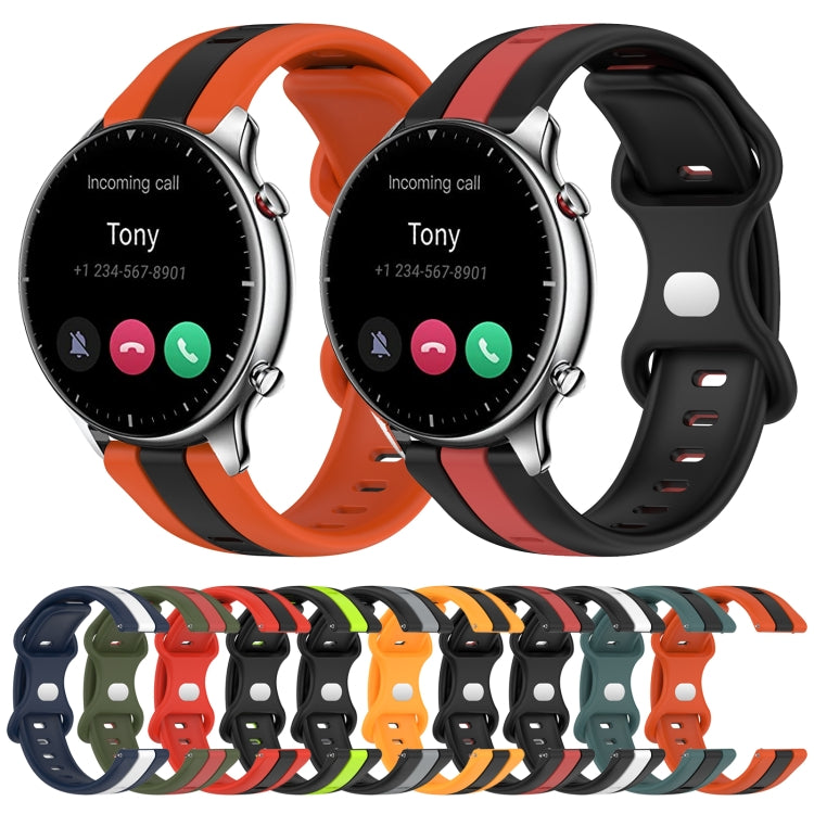 22mm Butterfly Buckle Two-Color Silicone Watch Band, For Amazfit GTR 2, For Amazfit 3, For Amazfit GTR 47mm