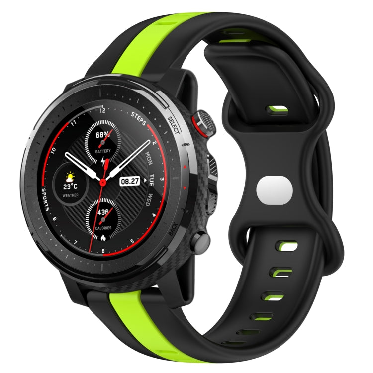 22mm Butterfly Buckle Two-Color Silicone Watch Band, For Amazfit GTR 2, For Amazfit 3, For Amazfit GTR 47mm