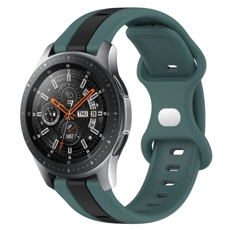 22mm Butterfly Buckle Two-Color Silicone Watch Band, For Samsung Galaxy Watch3 45mm, For Samsung Galaxy Watch 46mm, For Samsung Gear S3 Classic, For Samsung Gear S3 Frontier
