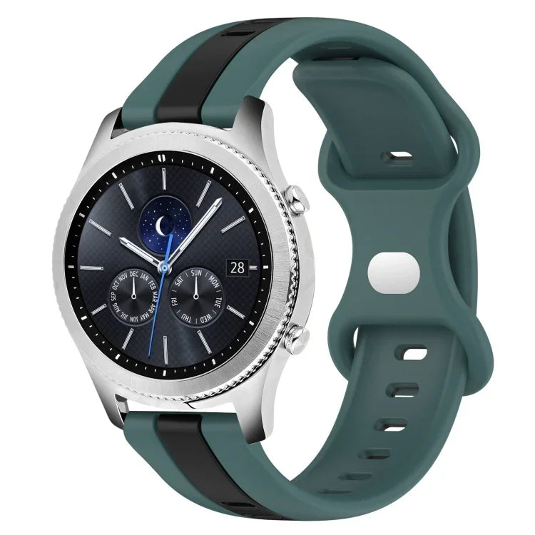 22mm Butterfly Buckle Two-Color Silicone Watch Band, For Samsung Galaxy Watch3 45mm, For Samsung Galaxy Watch 46mm, For Samsung Gear S3 Classic, For Samsung Gear S3 Frontier