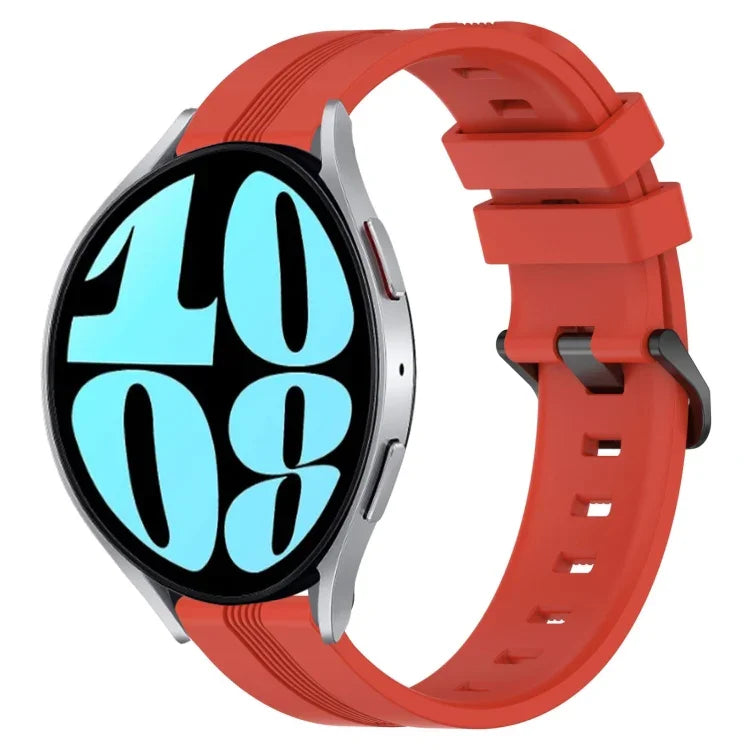 20mm Concave Striped Slicone Watch Band, For Samsung Galaxy Watch 6 40mm, For Samsung Galaxy Watch 6 Classic 43mm