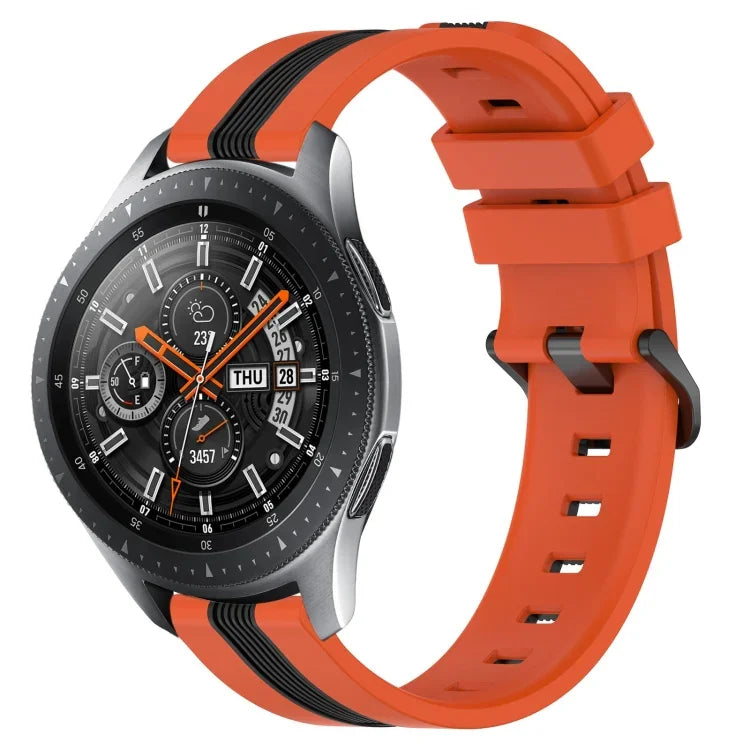 22mm Vertical Two-Color Silicone Watch Band, For Samsung Galaxy Watch3 45mm, For Samsung Galaxy Watch 46mm, For Samsung Gear S3 Classic, For Samsung Gear S3 Frontier