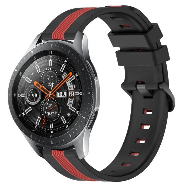 22mm Vertical Two-Color Silicone Watch Band, For Samsung Galaxy Watch3 45mm, For Samsung Galaxy Watch 46mm, For Samsung Gear S3 Classic, For Samsung Gear S3 Frontier