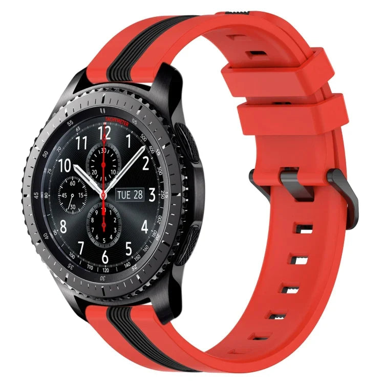 22mm Vertical Two-Color Silicone Watch Band, For Samsung Galaxy Watch3 45mm, For Samsung Galaxy Watch 46mm, For Samsung Gear S3 Classic, For Samsung Gear S3 Frontier