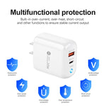 PD04 Type-C + USB Mobile Phone Charger with USB to 8 Pin Cable, US Plug, US Plug + USB to 8 Pin Cable