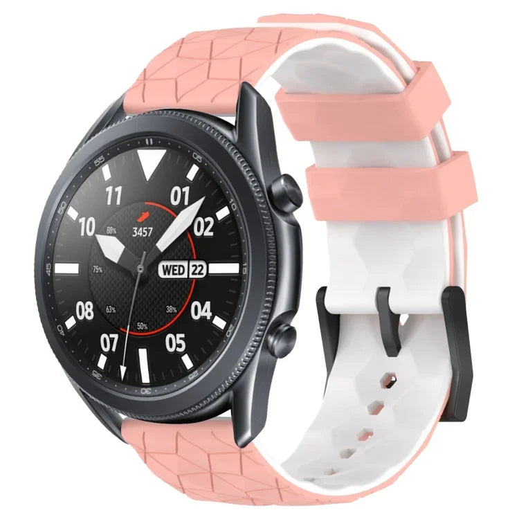 22mm Football Pattern Two-Color Silicone Watch Band, For Samsung Galaxy Watch3 45mm, For Samsung Galaxy Watch 46mm, For Samsung Gear S3 Classic, For Samsung Gear S3 Frontier