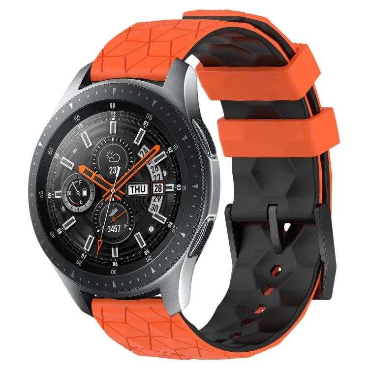 22mm Football Pattern Two-Color Silicone Watch Band, For Samsung Galaxy Watch3 45mm, For Samsung Galaxy Watch 46mm, For Samsung Gear S3 Classic, For Samsung Gear S3 Frontier