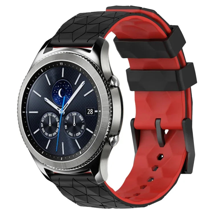 22mm Football Pattern Two-Color Silicone Watch Band, For Samsung Galaxy Watch3 45mm, For Samsung Galaxy Watch 46mm, For Samsung Gear S3 Classic, For Samsung Gear S3 Frontier
