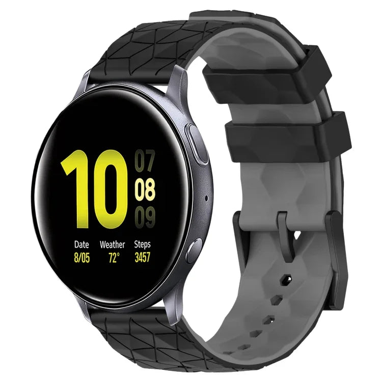 20mm Football Pattern Two-Color Silicone Watch Band, For Samsung Galaxy Watch Active 2 44mm, For Samsung Galaxy Watch 42mm