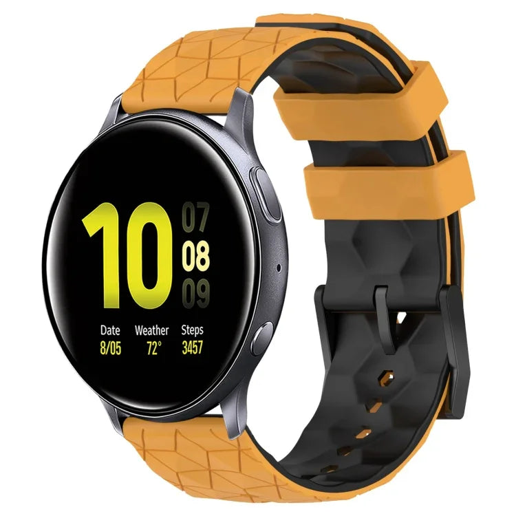20mm Football Pattern Two-Color Silicone Watch Band, For Samsung Galaxy Watch Active 2 44mm, For Samsung Galaxy Watch 42mm