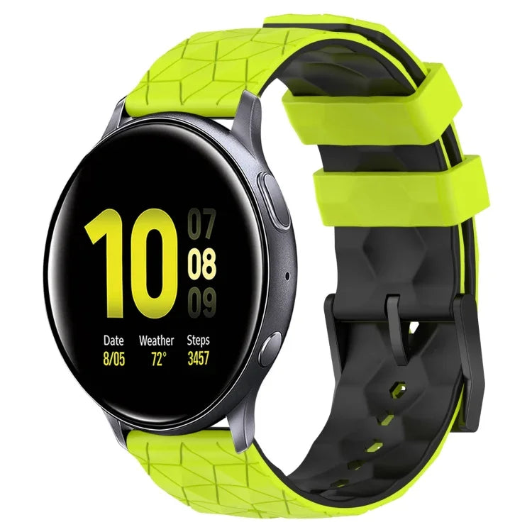 20mm Football Pattern Two-Color Silicone Watch Band, For Samsung Galaxy Watch Active 2 44mm, For Samsung Galaxy Watch 42mm