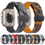 Magnetic Clasp Camouflage Silicone Watch Band, For Apple Watch Ultra 49mm, For Apple Watch Series 8&7 45mm, For Apple Watch Series 8&7 41mm