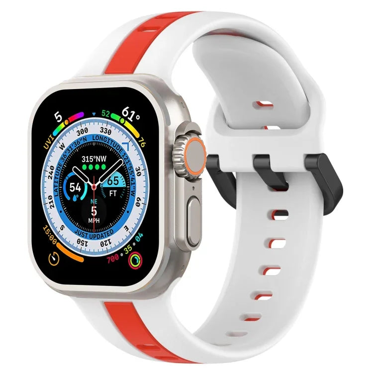 Two-Color Loop Buckle Silicone Watch Band, For Apple Watch Ultra 49mm, For Apple Watch Series 8&7 45mm, For Apple Watch Series 8&7 41mm