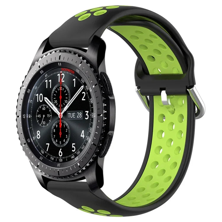 22mm Perforated Breathable Sports Silicone Watch Band, For Samsung Galaxy Watch3 45mm, For Samsung Gear S3 Classic, For Samsung Gear S3 Frontier