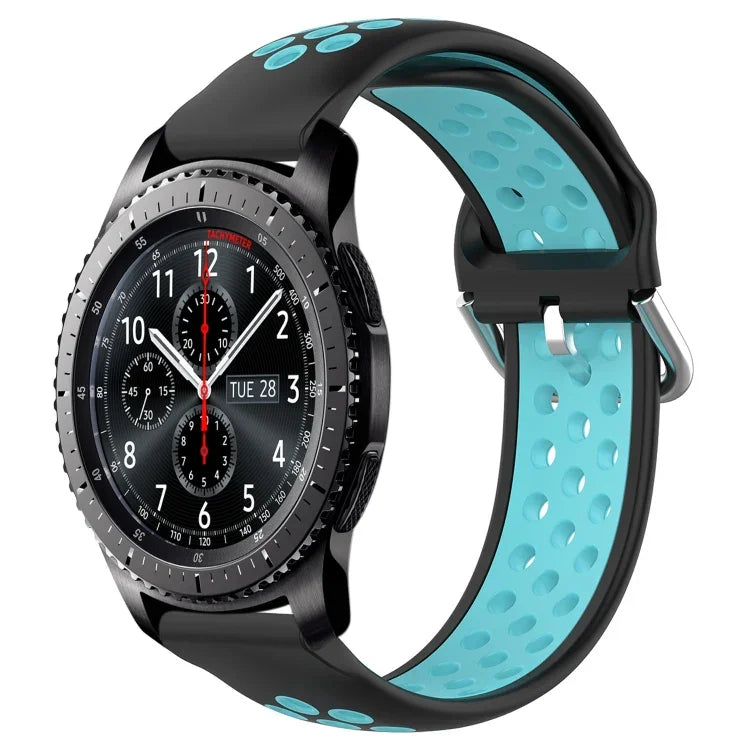22mm Perforated Breathable Sports Silicone Watch Band, For Samsung Galaxy Watch3 45mm, For Samsung Gear S3 Classic, For Samsung Gear S3 Frontier