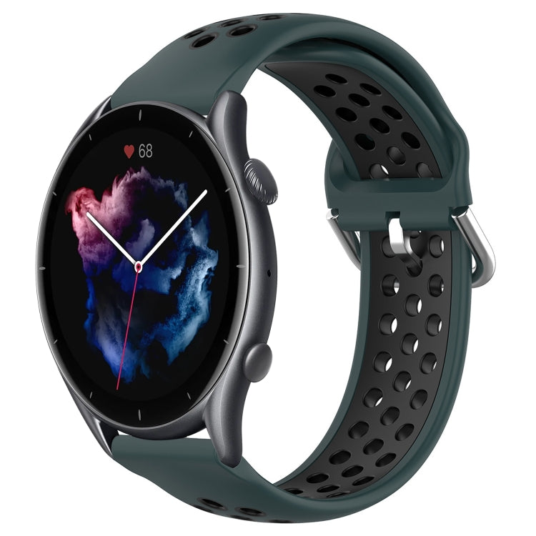 22mm Perforated Breathable Sports Silicone Watch Band, For Amazfit GTR 4, For Amazfit GTR 4 Pro, For Amazfit GTR 3