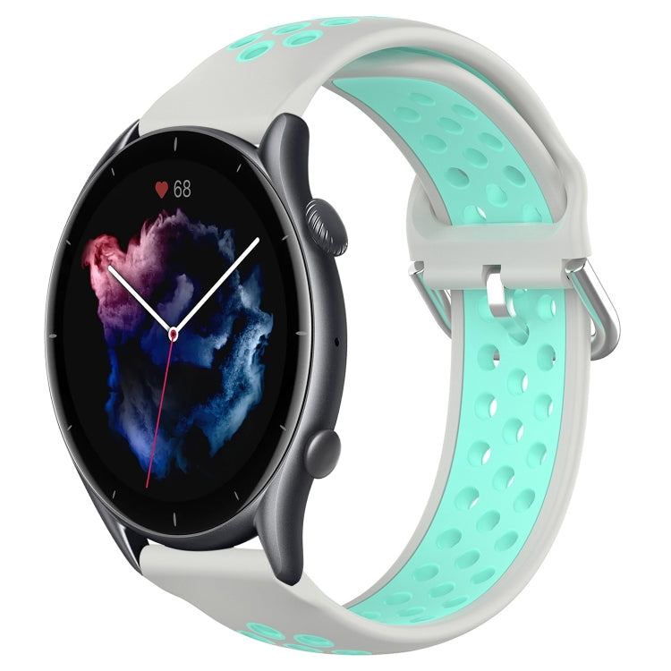 22mm Perforated Breathable Sports Silicone Watch Band, For Amazfit GTR 4, For Amazfit GTR 4 Pro, For Amazfit GTR 3