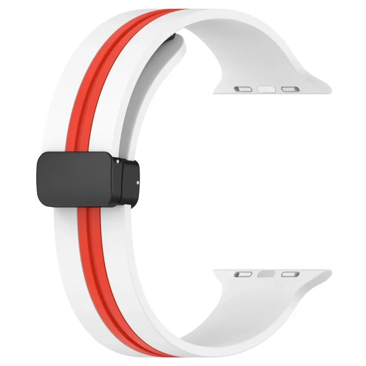 Magnetic Clasp Two-Color Silicone Watch Band, For Apple Watch Ultra 49mm, For Apple Watch Series 8&7 45mm, For Apple Watch Series 8&7 41mm