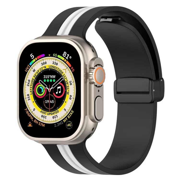 Magnetic Clasp Two-Color Silicone Watch Band, For Apple Watch Ultra 49mm, For Apple Watch Series 8&7 45mm, For Apple Watch Series 8&7 41mm