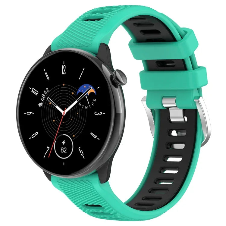 20mm Sports Two-Color Steel Buckle Silicone Watch Band, For Samsung Galaxy Watch 6 40mm, For Samsung Galaxy Watch 6 Classic 43mm