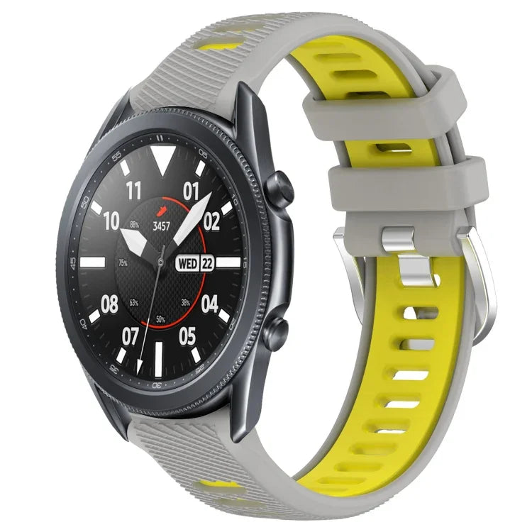 22mm Sports Two-Color Steel Buckle Silicone Watch Band, For Samsung Galaxy Watch3 45mm, For Samsung Galaxy Watch 46mm, For Samsung Gear S3 Classic, For Samsung Gear S3 Frontier