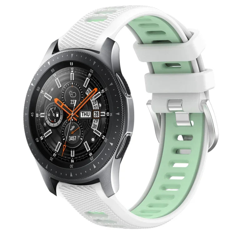 22mm Sports Two-Color Steel Buckle Silicone Watch Band, For Samsung Galaxy Watch3 45mm, For Samsung Galaxy Watch 46mm, For Samsung Gear S3 Classic, For Samsung Gear S3 Frontier