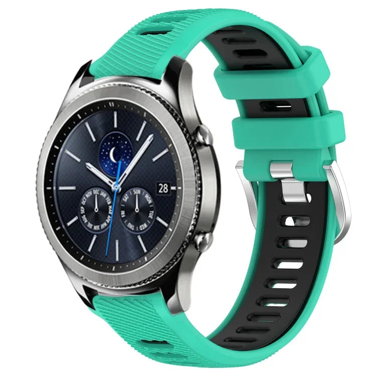 22mm Sports Two-Color Steel Buckle Silicone Watch Band, For Samsung Galaxy Watch3 45mm, For Samsung Galaxy Watch 46mm, For Samsung Gear S3 Classic, For Samsung Gear S3 Frontier