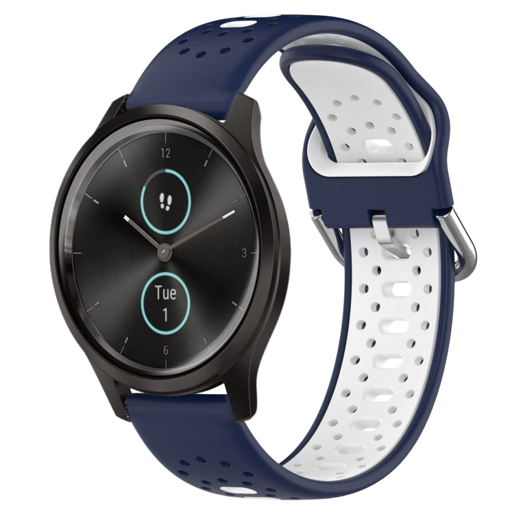 20mm Breathable Two-Color Silicone Watch Band, For Garmin Venu SQ, For Garmin VivoMove Style, For Garmin VivoMove Luxe