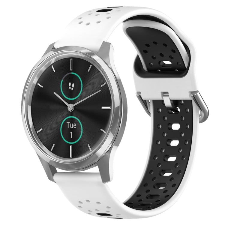 20mm Breathable Two-Color Silicone Watch Band, For Garmin Venu SQ, For Garmin VivoMove Style, For Garmin VivoMove Luxe