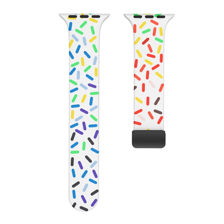 Rainbow Dots Silicone Magnetic Black Buckle Watch Band, For Apple Watch SE 2022 44mm, For Apple Watch 7 41mm, For Apple Watch 7 45mm, For Apple Watch SE 40mm