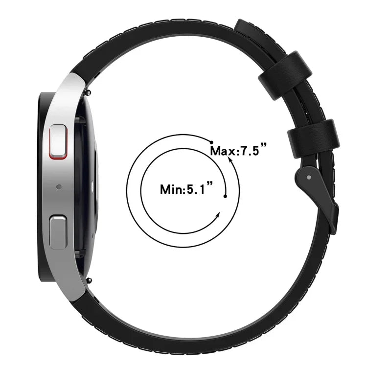 Silicone Leather Black Buckle Watch Band, Size:S, For Samsung Galaxy Watch 6 Classic, For Samsung Galaxy Watch 6
