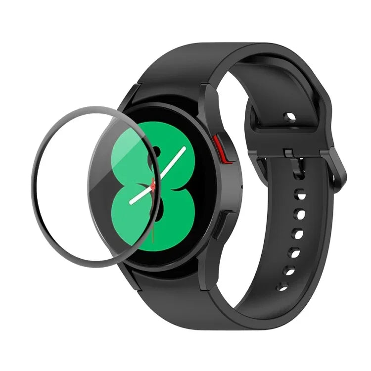 JUNSUNMAY Silicone Adjustable Strap + Full Coverage PMMA Screen Protector Kit, For Samsung Galaxy Watch5 40mm, For Samsung Galaxy Watch4 44mm, For Samsung Galaxy Watch4 40mm