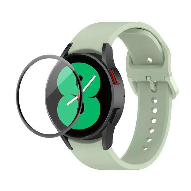 JUNSUNMAY Silicone Adjustable Strap + Full Coverage PMMA Screen Protector Kit, For Samsung Galaxy Watch5 40mm, For Samsung Galaxy Watch4 44mm, For Samsung Galaxy Watch4 40mm