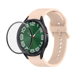 JUNSUNMAY Silicone Adjustable Strap + Full Coverage PMMA Screen Protector Kit, For Samsung Galaxy Watch6 Classic 43mm, For Samsung Galaxy Watch5 44mm, For Samsung Galaxy Watch5 Pro 45mm