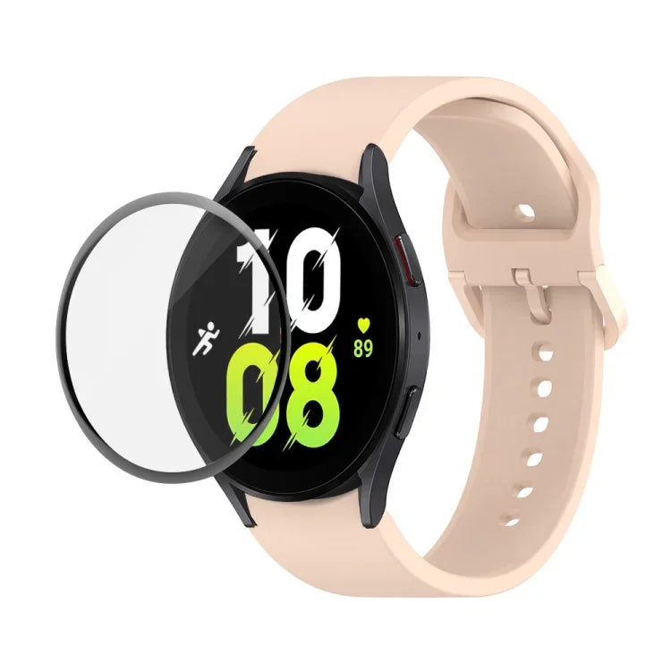 JUNSUNMAY Silicone Adjustable Strap + Full Coverage PMMA Screen Protector Kit, For Samsung Galaxy Watch5 40mm, For Samsung Galaxy Watch4 44mm, For Samsung Galaxy Watch4 40mm