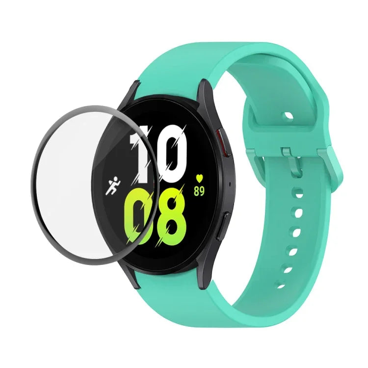 JUNSUNMAY Silicone Adjustable Strap + Full Coverage PMMA Screen Protector Kit, For Samsung Galaxy Watch5 40mm, For Samsung Galaxy Watch4 44mm, For Samsung Galaxy Watch4 40mm