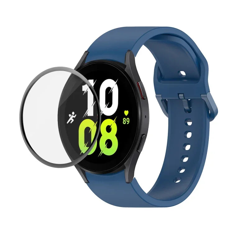 JUNSUNMAY Silicone Adjustable Strap + Full Coverage PMMA Screen Protector Kit, For Samsung Galaxy Watch5 40mm, For Samsung Galaxy Watch4 44mm, For Samsung Galaxy Watch4 40mm