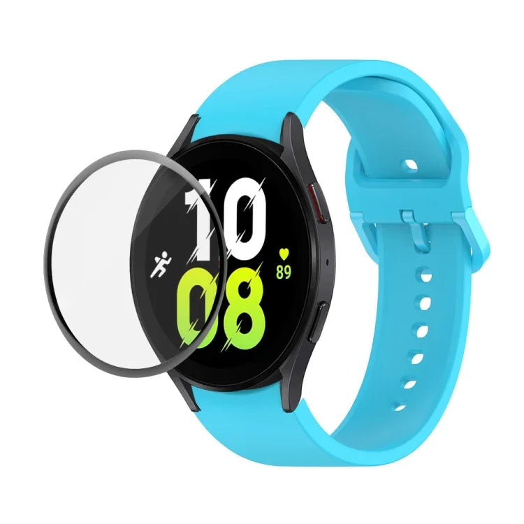 JUNSUNMAY Silicone Adjustable Strap + Full Coverage PMMA Screen Protector Kit, For Samsung Galaxy Watch5 40mm, For Samsung Galaxy Watch4 44mm, For Samsung Galaxy Watch4 40mm