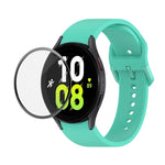 JUNSUNMAY Silicone Adjustable Strap + Full Coverage PMMA Screen Protector Kit, For Samsung Galaxy Watch6 Classic 43mm, For Samsung Galaxy Watch5 44mm, For Samsung Galaxy Watch5 Pro 45mm