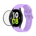 JUNSUNMAY Silicone Adjustable Strap + Full Coverage PMMA Screen Protector Kit, For Samsung Galaxy Watch6 Classic 43mm, For Samsung Galaxy Watch5 44mm, For Samsung Galaxy Watch5 Pro 45mm