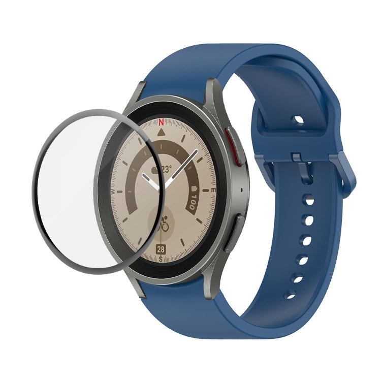 JUNSUNMAY Silicone Adjustable Strap + Full Coverage PMMA Screen Protector Kit, For Samsung Galaxy Watch6 Classic 43mm, For Samsung Galaxy Watch5 44mm, For Samsung Galaxy Watch5 Pro 45mm
