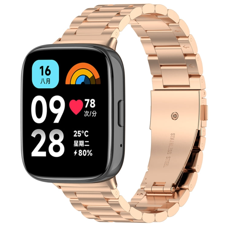Three Bead Stainless Steel Metal Watch Band, For Redmi Watch 3 Active, For Redmi Watch 3 Lite