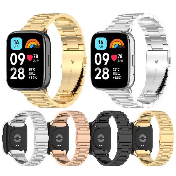 Three Bead Stainless Steel Metal Watch Band, For Redmi Watch 3 Active, For Redmi Watch 3 Lite