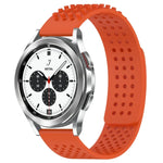 breathable silicone watch band for Galaxy Watch in vibrant orange, designed for comfort and sports activities.