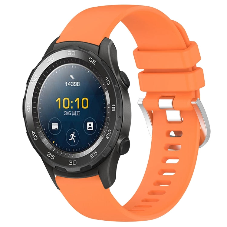 Liquid Glossy Silver Buckle Silicone Watch Band, For Huawei Watch GT2 42mm 20mm, For Huawei Watch 2 20mm