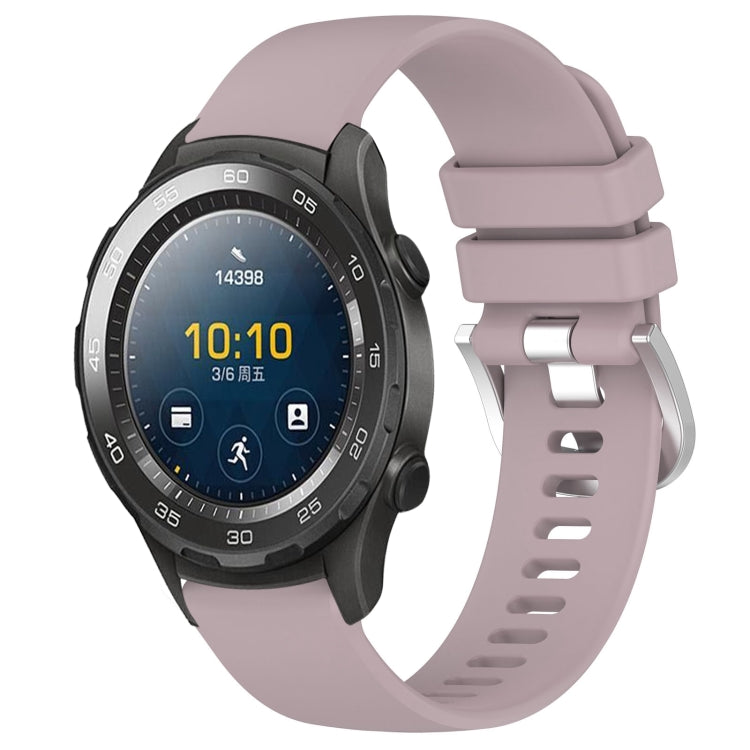 Liquid Glossy Silver Buckle Silicone Watch Band, For Huawei Watch GT2 42mm 20mm, For Huawei Watch 2 20mm