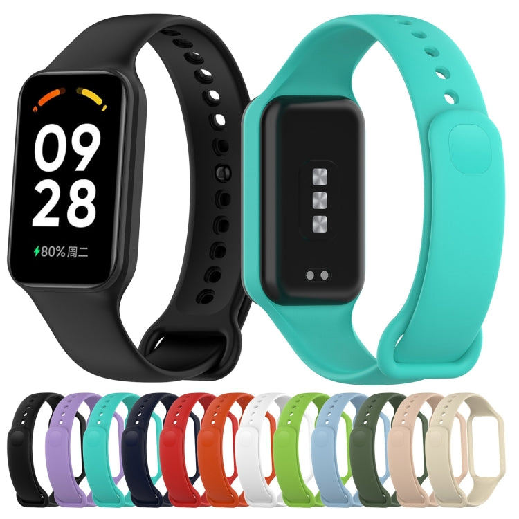 For Xiaomi Mi Band 8 Active Solid Color Integrated Silicone Watch Band, Black, Purple, Teal Green, Dark Blue, Red, Orange, White, Green, Light Blue, Army Green, Pink, Stralight Color